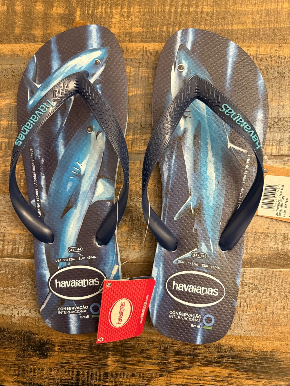 Havaianas Blue Water Flip Flops with Navy Straps